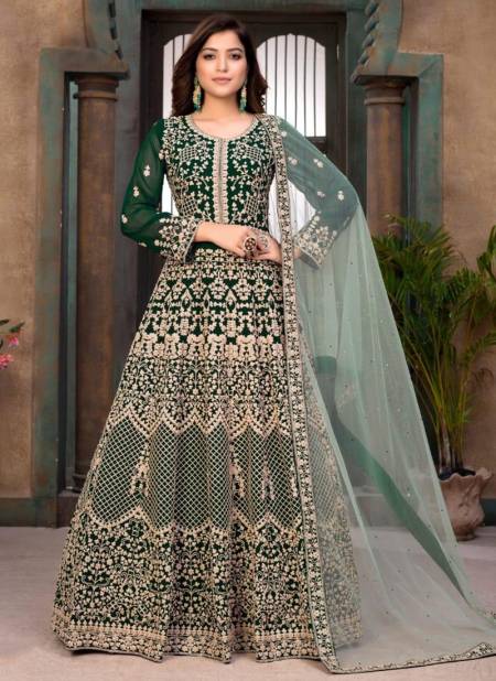 Green Colour TWISHA AANAYA VOL 123 Exclusive Designer Gown Fancy Festive Wear Faux Georgette Embroidered Salwar Suit Collection 2301